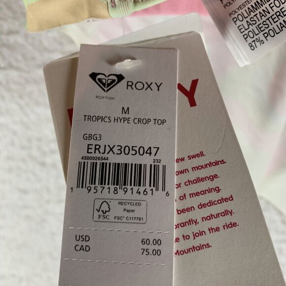 Roxy Tropics Hype Cropped Bikini Top Women's Medium Multicolor Ambrosia Swimwear - Picture 4 of 7